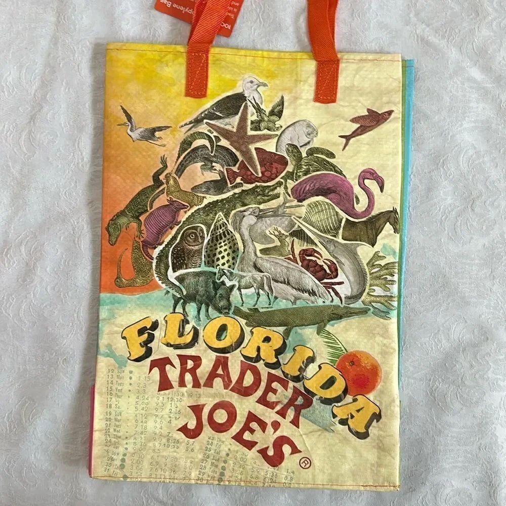 Trader Joe’s Plastic Reusable Shopping Tote Bag 6 Gallon Florida